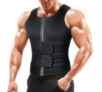 Sauna Vest Waist Trainer for Men - Mens Sauna Suit Double Sweat Belt Body Shaper for Belly Fat Slimming Gym Workout Plus Size 1XL