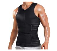 Sauna Vest Waist Trainer for Mens Sauna Suit Double Body for Belly Fat Slimming Gym Workout (Black, S)