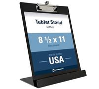 Saunders Free Standing Clipboard and Tablet Stand, Black Letter Size Paper Organizer with Steel Clip for Office, School & Work - Clip Board Paper Stand Holds Documents, Tablets & Phones - Made in USA