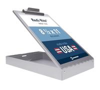Saunders Metal Clipboard with Storage, Silver Single Layer Nursing Clipboard Folio, Letter Size Paper Organizer, Steel Clip with Self Locking Latch, Form Holder for Office, School & Work - Made in USA