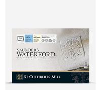 St Cuthberts Mill Saunders Waterford Series, Glued Pad 4 Sides, 26 x 36 cm, Fine Grain, 300 g, 20 Sheets, 100% Cotton Watercolor Paper, White