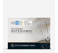 ST CUTHBERTS Mill Saunders Waterford, Fine Art Watercolor Paper, Cold Pressed (NO), 300gsm, 1 Pad Paste on Side, 12x9, White, 12 Sheets
