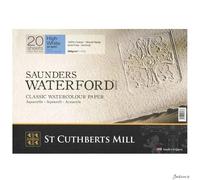 ST CUTHBERTS Mill - Saunders Waterford - Pad 20 Sheets 41 x 31 cm Glued on 4 Sides - 300 g/m² - Fine Grit, Extra White