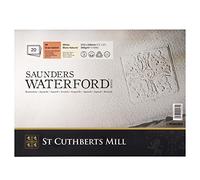 SAUNDERS WATERFORD Series, Glued Pad 4 Sides, 23x31 cm, Satin Grain, 300 g, 20 Sheets, 100% Cotton Watercolor Paper, White