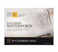 Saunders Waterford ST CUTHBERTS MILL, Fine Art Watercolor Paper, Cold Pressed (NO), 300gsm, 4-Sided Glued Pad, 16x12, White, 12 Sheets