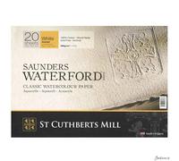 Saunders Waterford Watercolour Paper Block 100% Cotton 12x16in 20 Sheets Rough