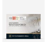 SAUNDERS WATERFORD Series, Glued Pad 4 Sides, 23x31 cm, Satin Grain, 300 g, 20 Sheets, 100% Cotton Watercolor Paper, White