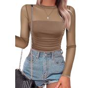 SAUNGKUAI Women's Saungkuai Unique Mesh Long Sleeve Bodysuit Versatile (pack of 1)