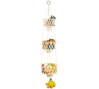 SAUNNIHEN 3 Tier Hanging Fruit Basket, Large Hanging Storage Baskets, Space Saving Fruit Storage Basket for Kitchen Vegetable Plant (120 cm)