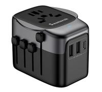 SAUNORCH Worldwide Travel Adapter, Universal Travel Plug Adapter with 2 USB-A & USB-C for USA, UK, EU, AU (Thailand & 200+ Countries) - All-in-One Holiday Essentials