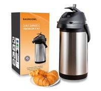 SAUNUOWL Airpot Coffee Dispenser With Pump,Thermal Hot Beverage Dispenser, Coffee Carafe Thermal 4L(135 Oz) Insulated Stainless Steel Large Beverage Dispenser Lever Action for Hot/Cold Water (Size:4L)