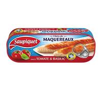 Saupiquet - Mackerel Fillets with Tomato Sauce and Basil 169g - Lot of 4 - Price Per Lot - Fast Delivery