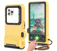 2025 Upgrade Waterproof Phone Case, Diving Snorkeling Swimming Scuba Underwater Touch Screen Photo Video Housing Cover for 17/16/15/14/13/12/11 Pro Max/XS Samsung Galaxy S25/S24/S23/S22 (Yellow Black)