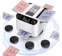 SAUS - 2-in-1 Automatic card shuffler and dealer machine, 2-12 Players Card Dealer, 4 Wireless Remote, 360°, Card Machine for UNO, Poker, Rummy, Phase 10,Skip-Bo