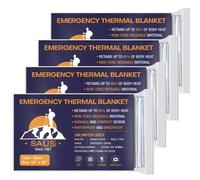 SAUS Emergency Blankets, Foil Space Thermal Blanket for Outdoor Sport, Camping, Mylar Survival Equipment First Aid Bag Kit