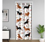 Sausage Dog 30%-50% Room Darkening Blackout Curtain Dachshund Door Curtain for Doorway Privacy Puppy Dog Doors with Windows 86x203cm Cute Floral Botanical