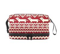 Sausage Dog and Flowers Double Layer Cosmetic Bag for Women and Girls, Travel Toiletry Bag Makeup Handy Pouch Organiser Bag with Brush Compartment