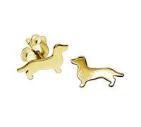 Sausage Dog Dachshund Earrings .925 Sterling Silver with Gold Plating
