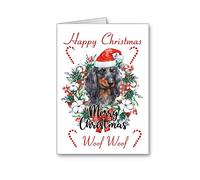 Sausage Dog Dachshund Happy Christmas Card owner mum dad etc As pictured only (envelope included)