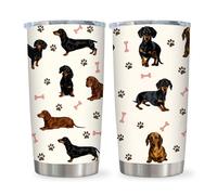 Sausage Dog Insulated Travel Mug, 20oz Cute Dachshund Thermos Mug for Hot Cold Drinks, Large Capacity Stainless Steel Tumbler with Lid and Straws, Personalised Dachshund Gifts for Women