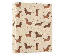 Sausage Dog Love Pattern 3 Ring Binder 1.5 Inch Round Ring Binder View Binder Holds 200 Documents for Home School Office Use