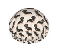 Sausage Dog,Shower Cap Nightcap Double Layer Waterproof Elastic Bath Cap Reusable Hair Cap
