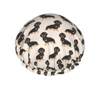 Sausage Dog,Shower Cap Nightcap Double Layer Waterproof Elastic Bath Cap Reusable Hair Cap