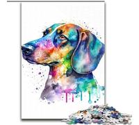 Sausage Dog Watercolor Jigsaw Puzzles 1000 Pieces for Adults Jigsaw Puzzles for Teenagers, Family Game Night, Brain-Challenging Gift Idea size 38x26cm