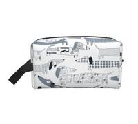 Sausage Dog with Letters and DoughnutsLarge Capacity Cosmetic Organizer，Travel Makeup Bag for Women