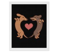 Sausage Dogs Heart Diamond Painting Kits for Adults Full Round Dril Diamond Art for Home Wall Decor 16"x20"