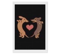 Sausage Dogs Heart Diamond Painting Kits for Adults Full Round Dril Diamond Art for Home Wall Decor 8"x12"