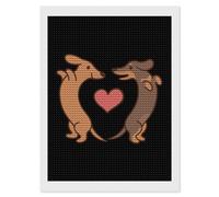 Sausage Dogs Heart Diamond Painting Kits for Adults Full Round Dril Diamond Art for Home Wall Decor 12"x16"