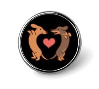 Sausage Dogs Heart Round Badge Pin Brooch Button Stylish Decorative for Clothes Backpacks
