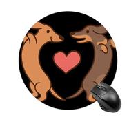 Sausage Dogs Heart Round Mouse Pad Non-Slip Rubber Base for Office Gaming 7.8 Inch