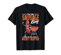 Sausage King Ruling The Grill Funny Hot Dog Sausage T-Shirt, Men, Black, 5X-Large