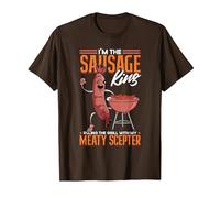 Sausage King Ruling The Grill Funny Hot Dog Sausage T-Shirt, Men, Brown, Medium