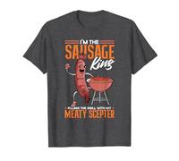 Sausage King Ruling The Grill Funny Hot Dog Sausage T-Shirt, Men, Dark Heather Grey, Small