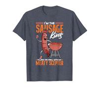 Sausage King Ruling The Grill Funny Hot Dog Sausage T-Shirt, Men, Heather Blue, Small