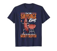 Sausage King Ruling The Grill Funny Hot Dog Sausage T-Shirt, Men, Navy Blue, 3X-Large