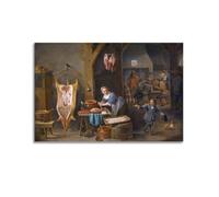 Sausage-making by David Teniers The Younger Painter Masterpiece Poster Wall Art Scroll Canvas Painting Picture Living Room Decor Home 20x30inch(50x75cm)