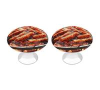 Sausage on Fire Cabinet Knobs, 2-Pack Silver Stainless Steel Drawer Pulls with Screws, Elegant Hardware for Dressers, Kitchen,Cabinets & Desks