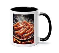 Sausage on Fire Ceramic Coffee Mug with Handle 11 Ounces, Porcelain Mug Coffee Cup Tea Mug Water Cup Ideal for Coffee,Tea,Latte,Cappuccino,Microwave & Dishwasher Safe Unique Gift Cup