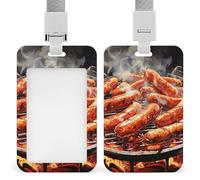 Sausage on Fire Id Badge Holder with Lanyard, Clear Vertical Card Protector Waterproof, Breakaway Safety Neck Strap, Heavy Duty Name Tag Holder for Nurse Teacher Officer Staff Women Men