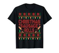 Sausage Roll Funny Christmas Fair Isle Ugly Style Xmas T-Shirt