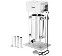 Royal Catering Electric Sausage Filler Maker Stuffer RCWF-15LE-H (15 l, 260 W, Foot Pedal, Stainless Steel, incl. Filling Tubes)