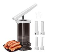 Sausage Stuffer - 2L Food Grade PP Meat Filler | Lever Principle Handheld Sausage Maker with 4 Pipes and Glove | Easy Clean Kitchen Tool for Homemade Sausages
