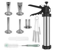 Sausage Stuffer Kit Stainless Steel Homemade Jerky Maker Kit Easy Cleaning Large Capacity Jerky Stuffer Kit with Thickened Aluminum Handle for Home Kitchen