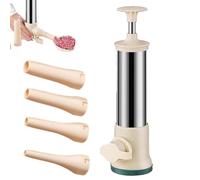 Sausage Stuffer Maker, Meat Filling Manual Machine Maker Kit with 4 Option Size Filling Nozzles, Stainless Steel Meat Stuffing Filler for Homemade Sausage Tools