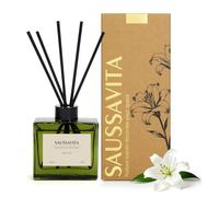 Saussavita Reed Diffuser, 120 ml Jasmine Lily Scented Diffuser with Dried Flowers & 7 Sticks, 90 Days Long Lasting Home Fragrance for Bathroom Bedroom Home & Office Decor, Air Freshener