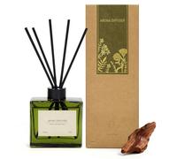 Saussavita Reed Diffuser, 120 ml Sandalwood Scented Diffuser with Dried Flowers & 7 Sticks, 90 Days Long Lasting Home Fragrance for Bathroom Bedroom Home & Office Decor, Air Freshener